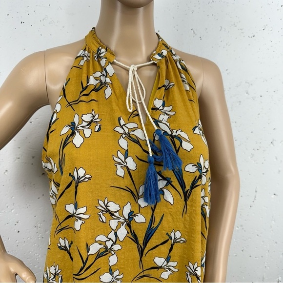THML Women’s size Medium Mustard Yellow Floral Sleeveless Embroidered Dress - Picture 2 of 12